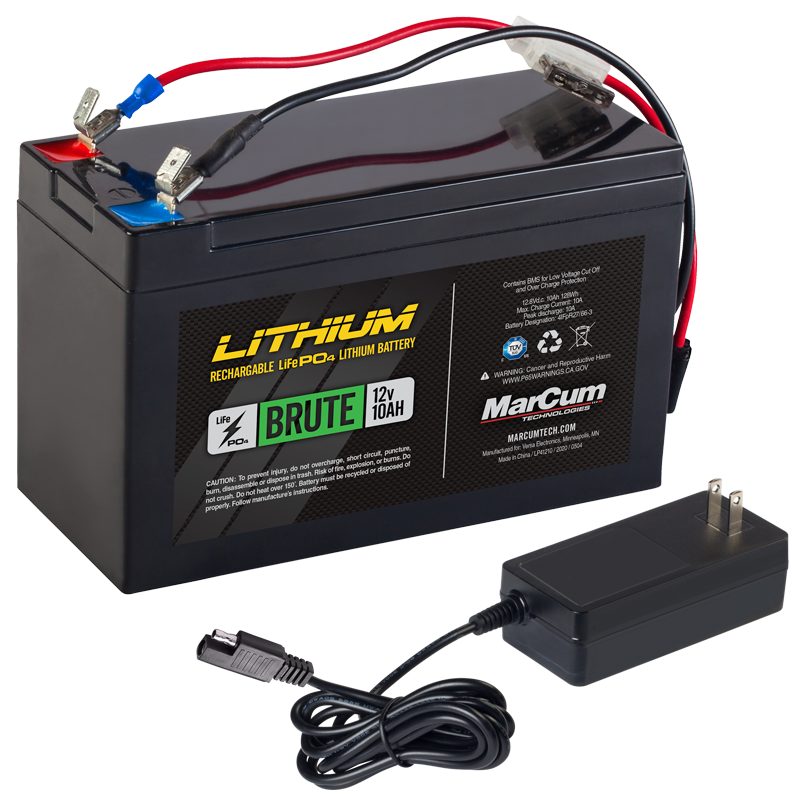 LITHIUM 12V 10AH LIFEPO4 BRUTE BATTERY AND 3AMP CHARGER KIT
