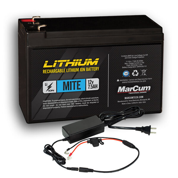 Marcum Lithium 12V 7.5Ah Li-Ion Mite Battery and 3Amp Charger Kit