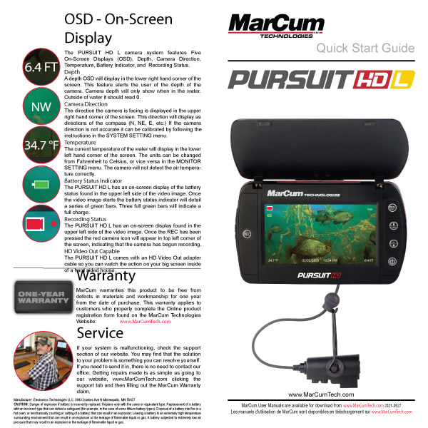 MarCum®Pursuit HD L Underwater Pocket Camera for Fishing