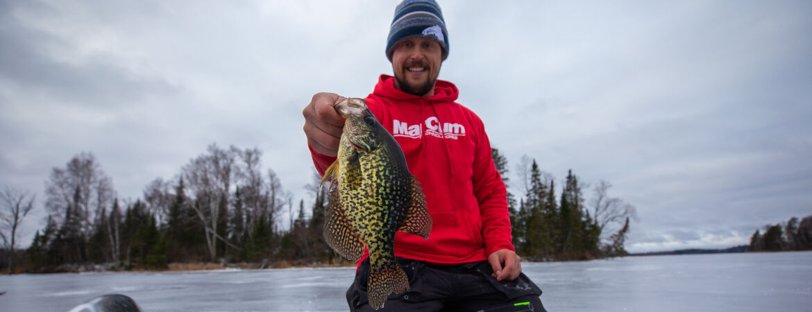 Grant Sorensen with late ice crappie