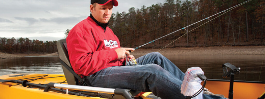 MarCum Troller Mounted on a Kayak for open water fishing